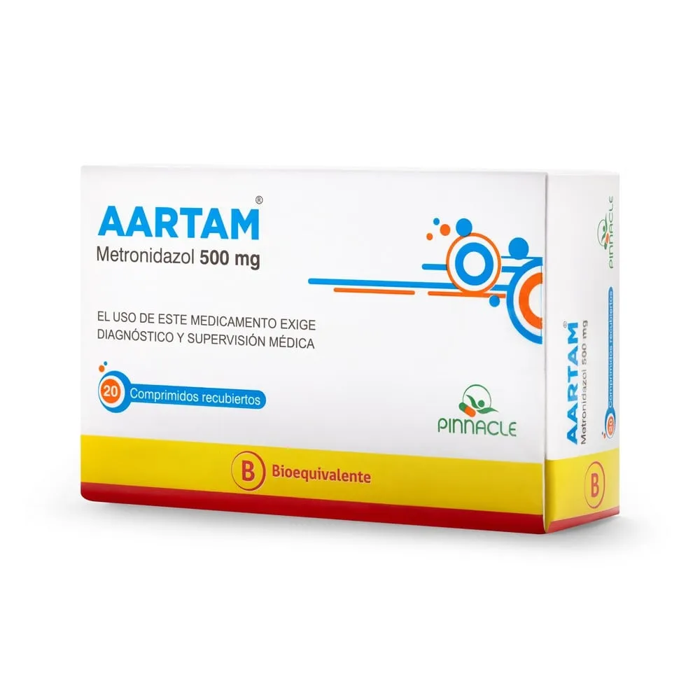 Aartam 500 mg 20 Comprimidos Recubiertos - Metronidazol