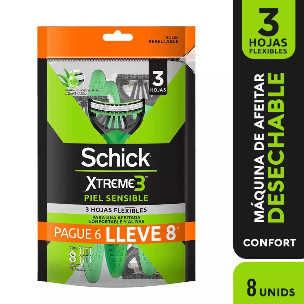 Schick Xtreme3 Piel Sensible 8 Unidades