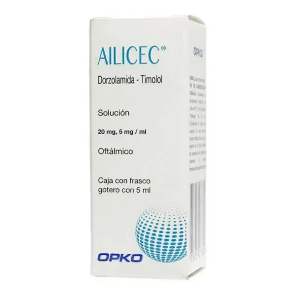 Ailicec Dorzolamida 20 mg/mL + Timolol 5 mg/mL Solución Oftálmica 5 mL