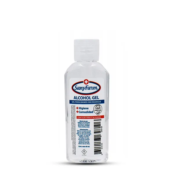 SanyFarm Alcohol Gel 70° 60 ml - Aloe Vera y Glicerina