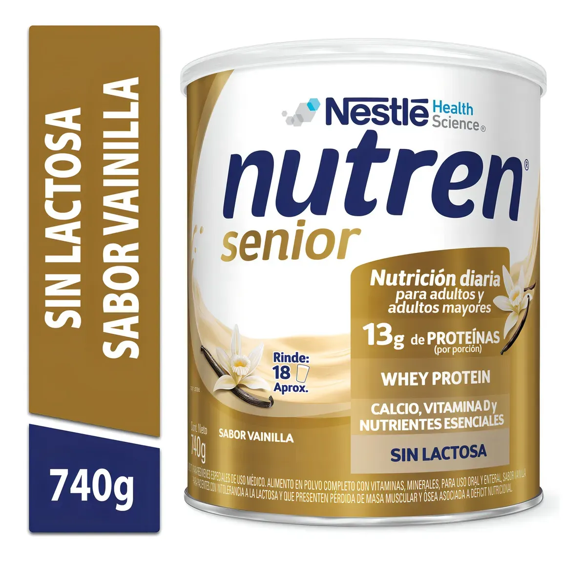 Nestle Nutren Senior Vainilla 740 g - Proteína Sin Lactosa