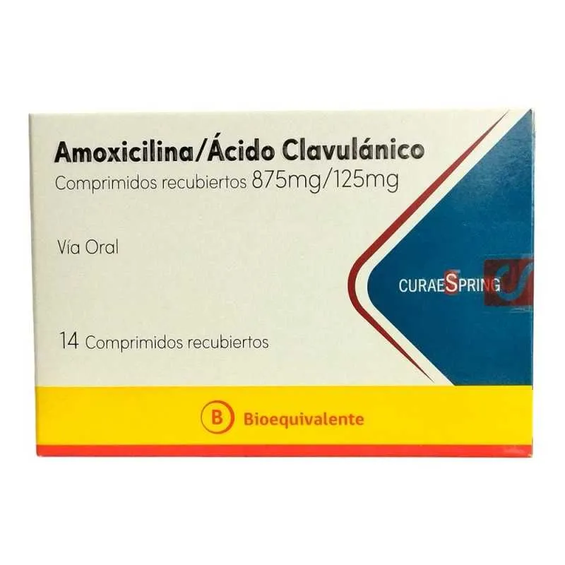 Amoxicilina + Ácido Clavulánico 875/125 mg x 14 Comprimidos - CuraeSpring