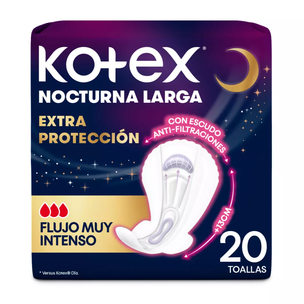 Kotex Nocturna Larga Extra Protección 20 Toallas