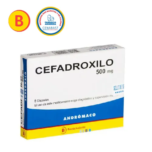 Cefadroxilo 500 mg x 8 Cápsulas - Andrómaco