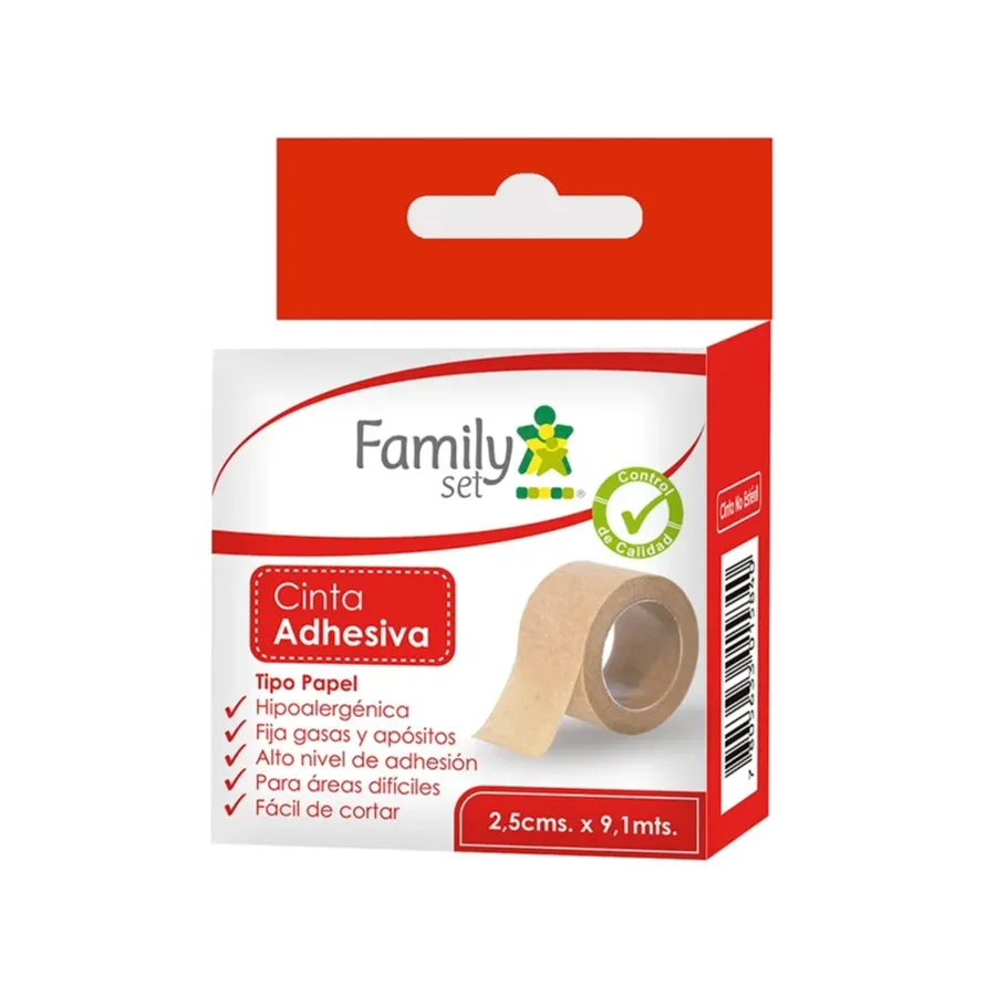 Family Set Cinta Adhesiva Papel 2,5 cm x 9,1 m - Hipoalergénica