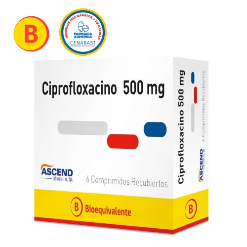 Ciprofloxacino 500 mg x 6 Comprimidos Recubiertos - Ascend