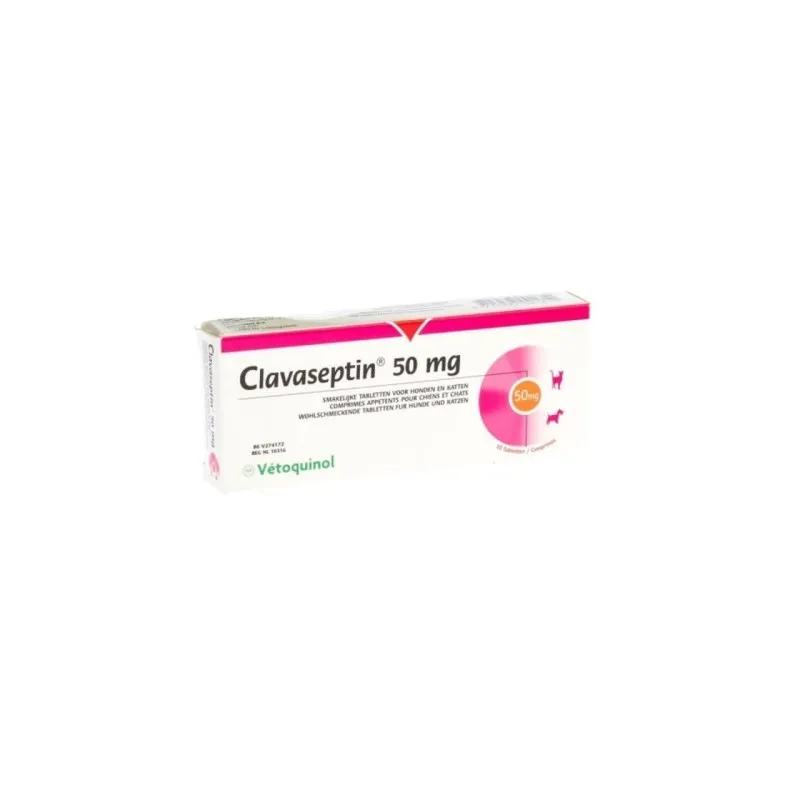 Clavaseptin 50 mg x 10 Comprimidos Masticables - Amoxicilina + Ácido Clavulánico