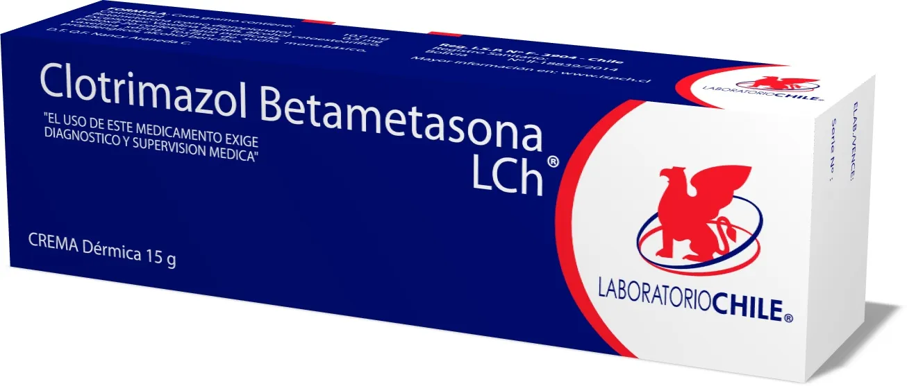 Clotrimazol + Betametasona Crema Dérmica 15 g - Laboratorio Chile