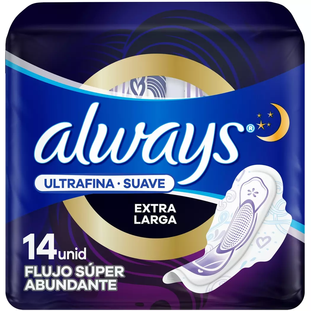 Always Ultrafina Suave Extra Larga Nocturna 14 Unidades