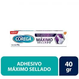 Corega Ultra Máximo Sellado 40 g Crema Adhesiva para Prótesis Dentales