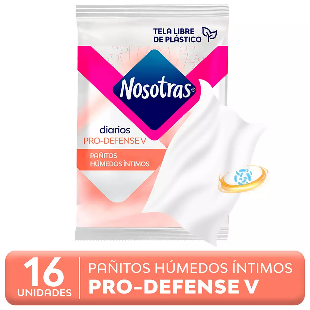 Nosotras Pañitos Húmedos Íntimos Pro-Defense V 16 Unidades