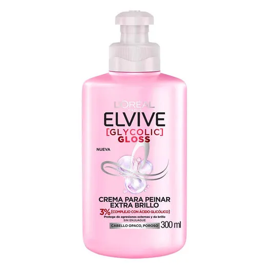 Elvive Glycolic Gloss Crema para Peinar Extra Brillo 300 ml