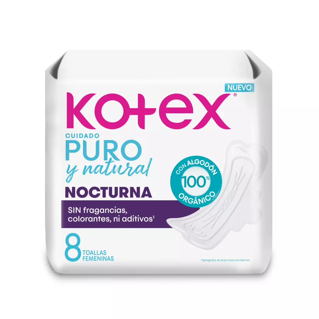 Kotex Puro y Natural Nocturna 8 Toallas