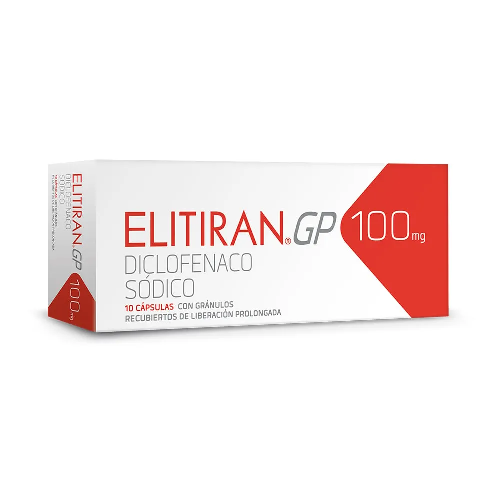 Elitiran-GP Diclofenaco Sódico 100 mg x 10 Cápsulas de Liberación Prolongada