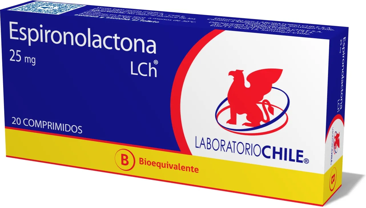 Espironolactona 25 mg x 20 Comprimidos - Laboratorio Chile