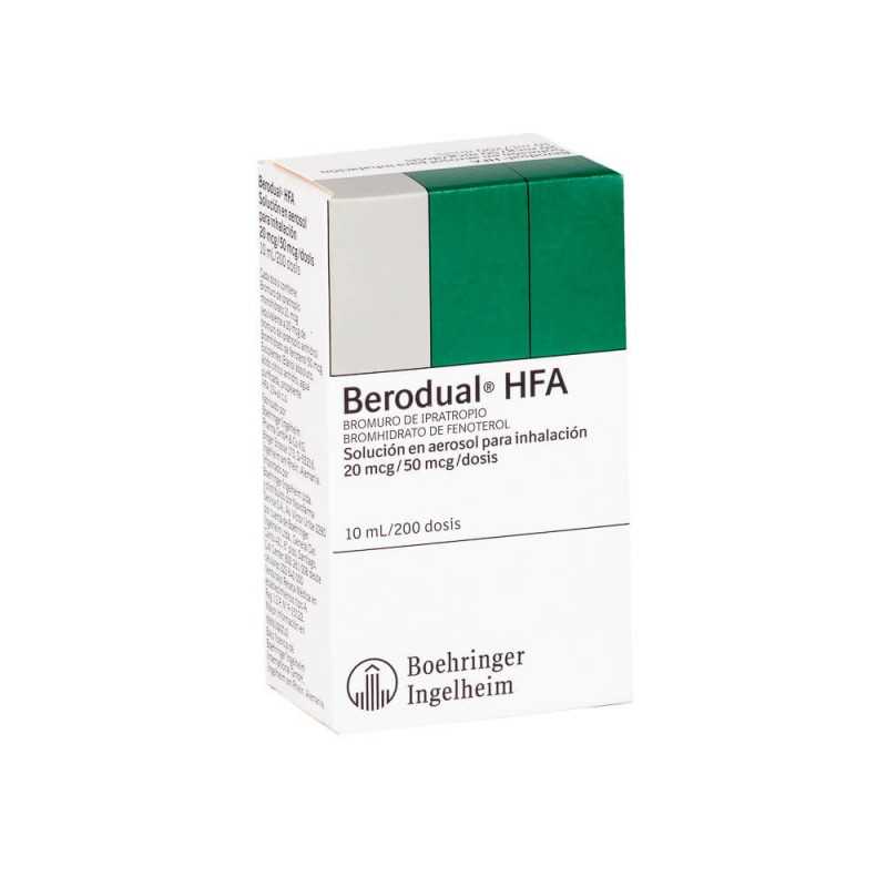 Berodual HFA 20/50 mcg x 200 Dosis - Bromuro de Ipratropio + Fenoterol