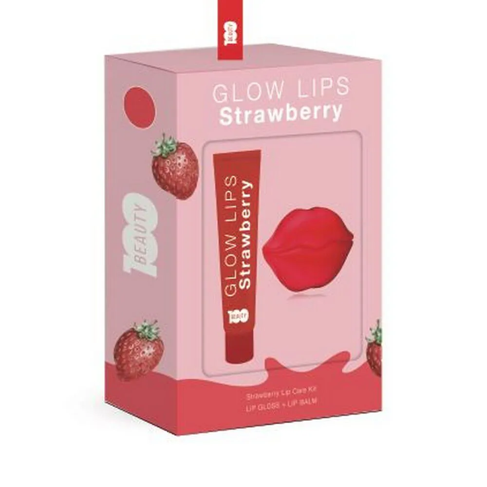 Beauty 100 Glow Lips Fresa Kit Labial - Gloss + Bálsamo