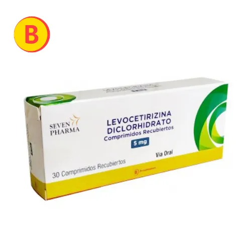 Levocetirizina 5 mg x 30 Comprimidos Recubiertos - Seven Pharma