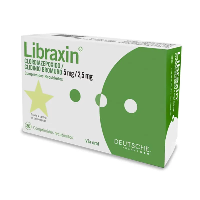 Libraxin 5 mg/2,5 mg x 30 Comprimidos - Clordiazepóxido + Clidinio