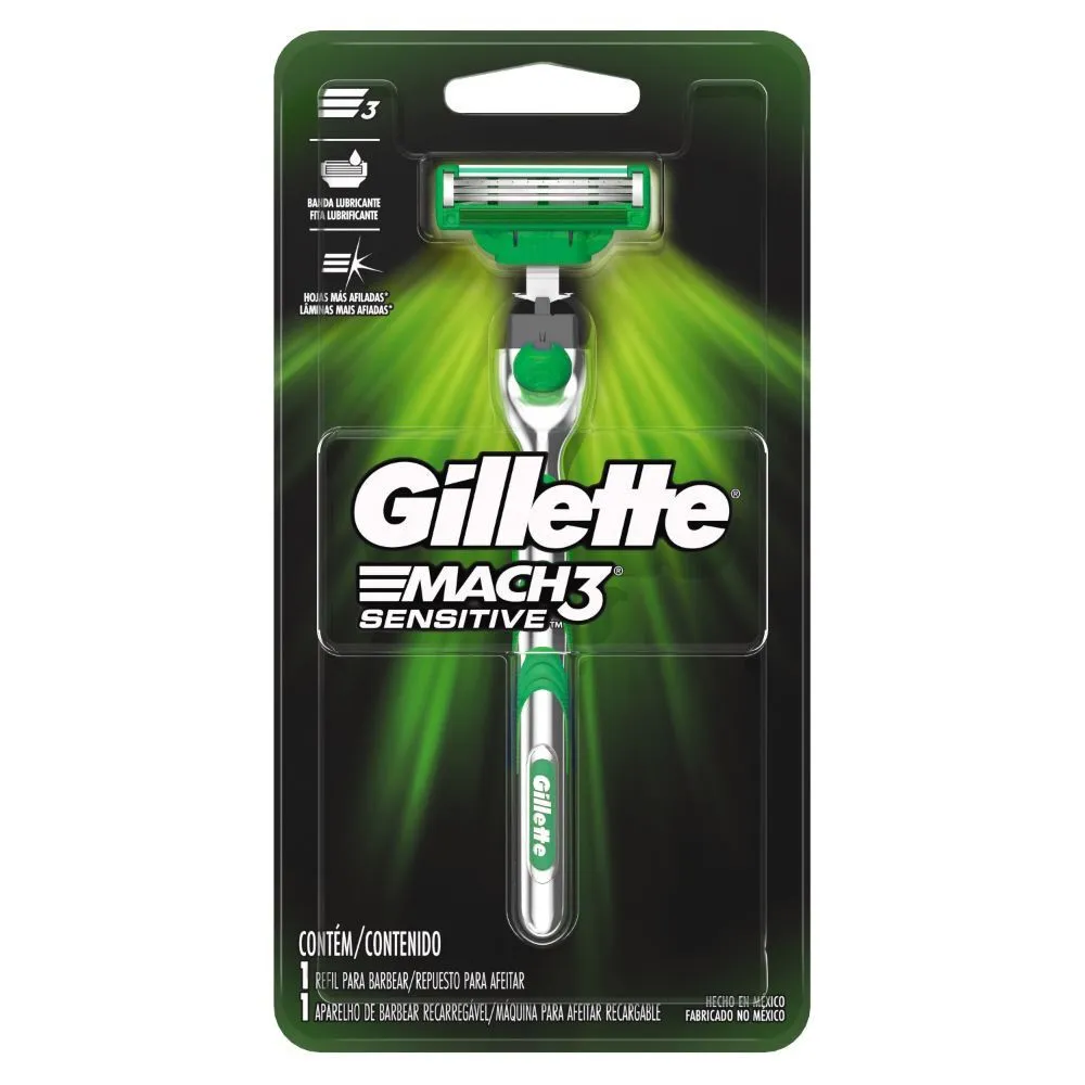 Gillette Mach3 Sensitive Máquina + 1 Repuesto - Afeitadora
