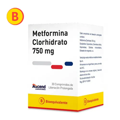 Metformina 750 mg x 30 Comprimidos LP - Ascend Laboratories
