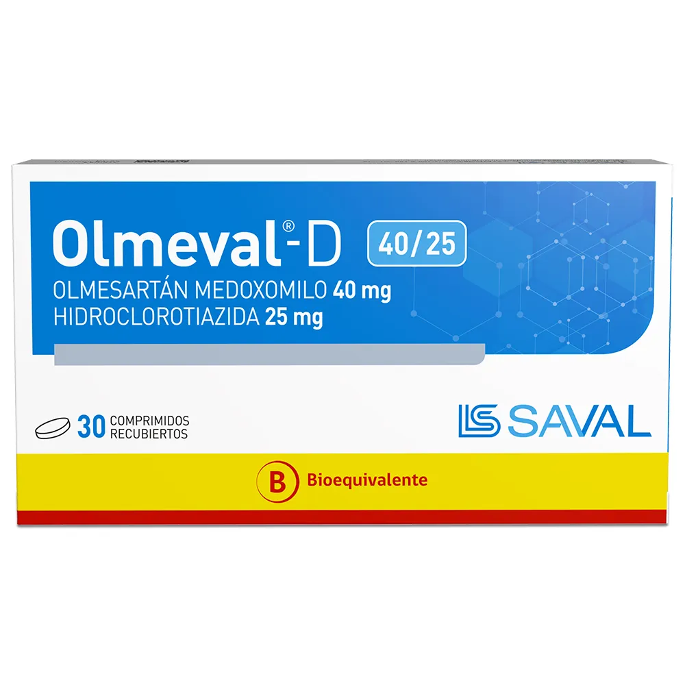 Olmeval D 40/25 mg x 30 Comprimidos Recubiertos - Olmesartán/Hidroclorotiazida
