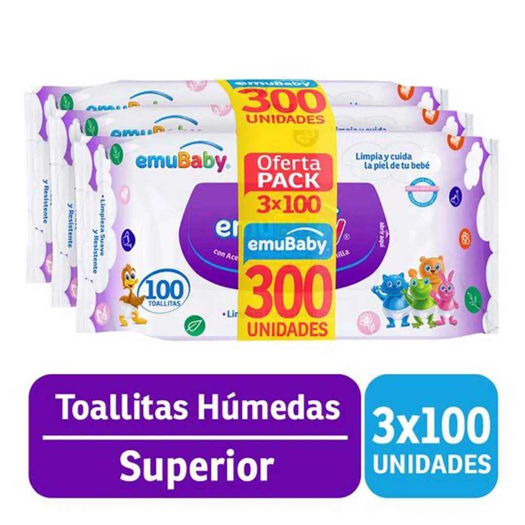 EmuBaby Toallitas Húmedas Pack 3x100