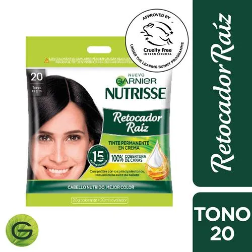 Garnier Nutrisse Retocador Raíz 20 Tonos Negros - Tinte Permanente en Crema