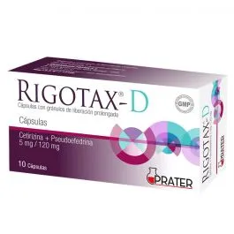 Rigotax-D 5 mg/120 mg x 10 Cápsulas - Cetirizina + Pseudoefedrina