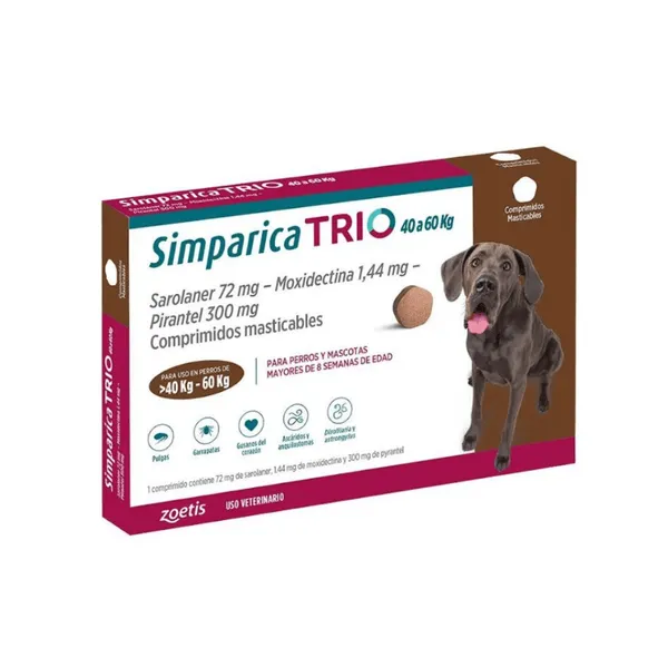 Simparica Trio 40-60 kg 3 Comprimidos - Antiparasitario
