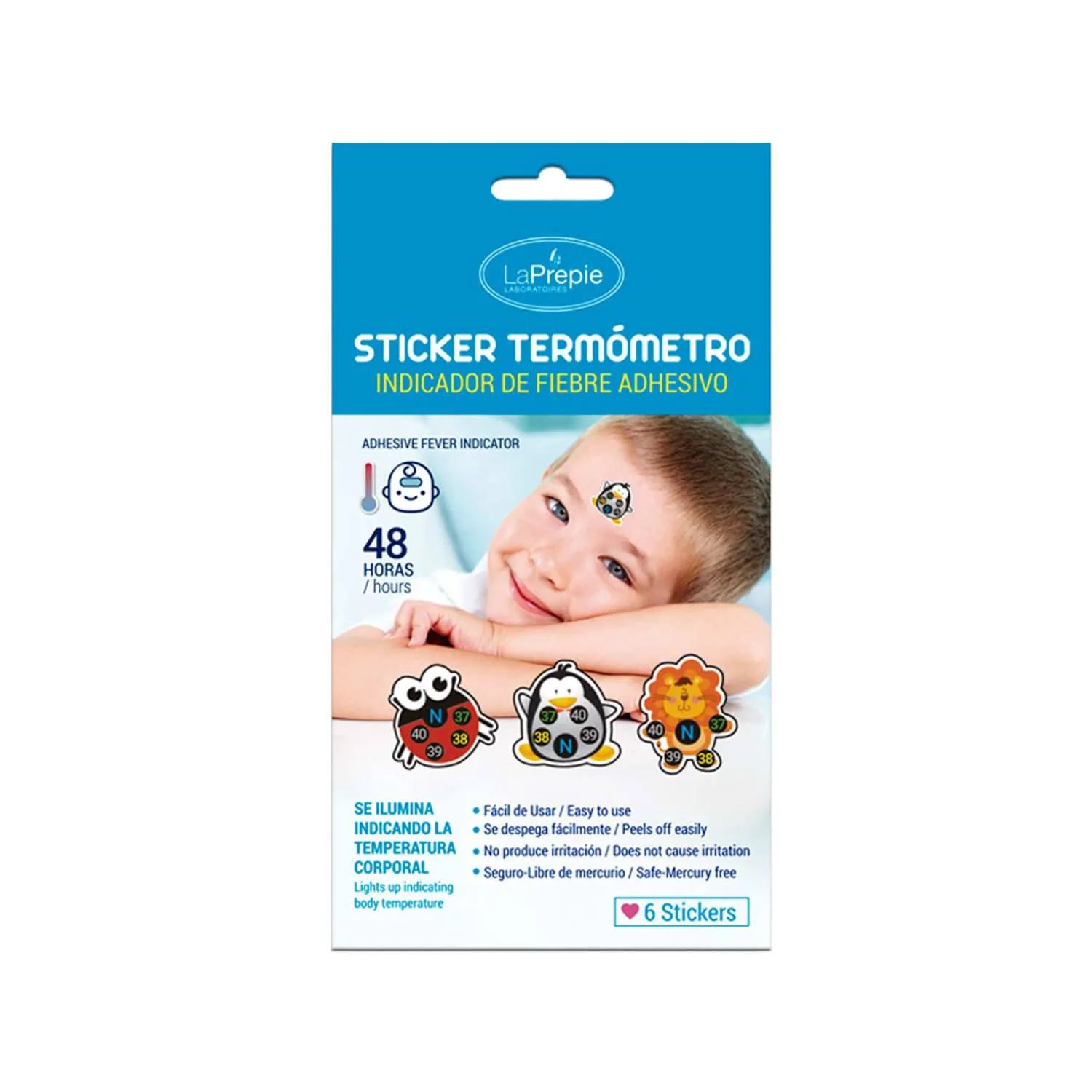 La Prepie Sticker Termómetro 6 Unidades - Indicador de Fiebre Adhesivo