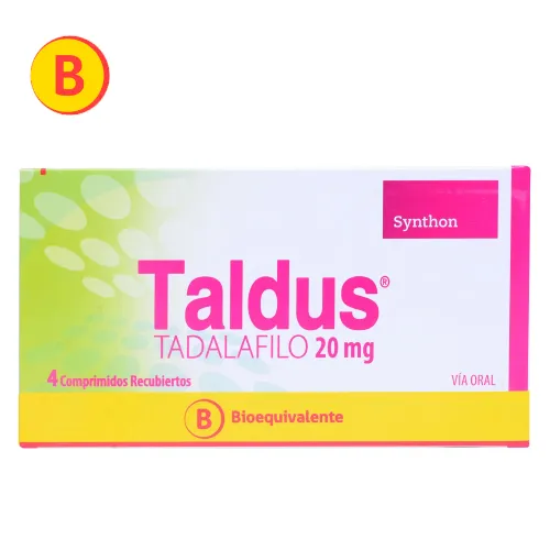 Taldus 20 mg x 4 Comprimidos Recubiertos - Tadalafilo Synthon