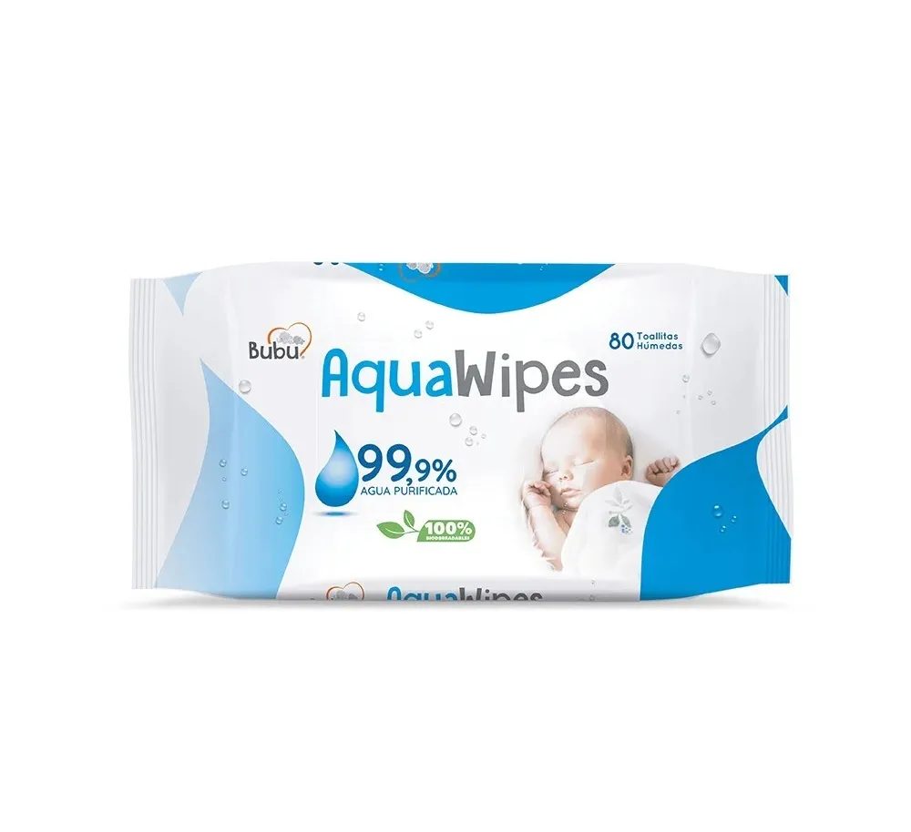 Bubu AquaWipes Toallitas Húmedas 80 unidades - 99,9% Agua