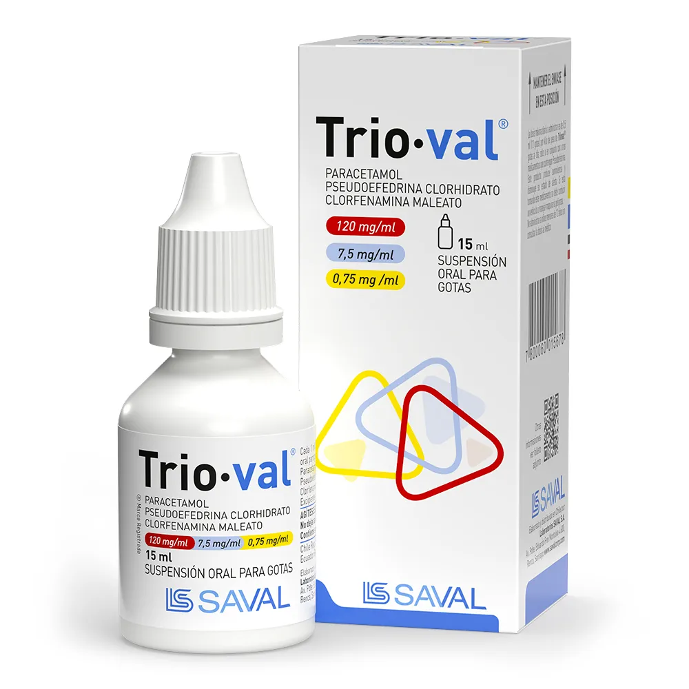 Trio-Val 120/7.5/0.75 15 ml - Paracetamol+Pseudoefedrina+Clorfenamina