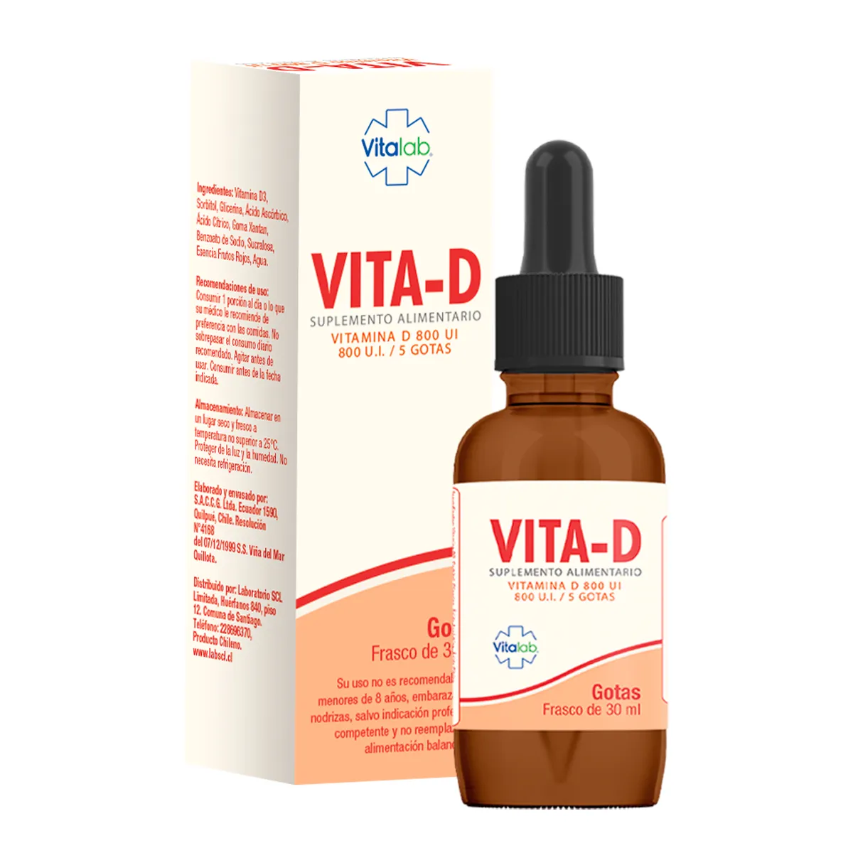 Vita-D 800 UI Gotas 30 ml - Vitalab Vitamina D3