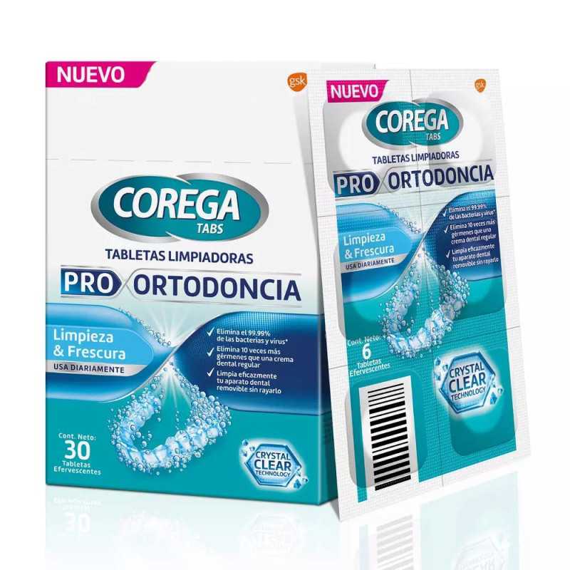 Corega Tabletas Limpiadoras Pro Ortodoncia 30 Tabletas Efervescentes