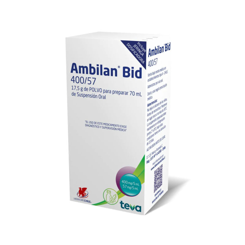 Ambilan Bid 400/57 mg Susp. 70 ml - Amoxicilina + Ácido Clavulánico