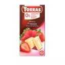 Torras Blanco Fresas White & Strawberries 75 g - Chocolate Sin Azúcar