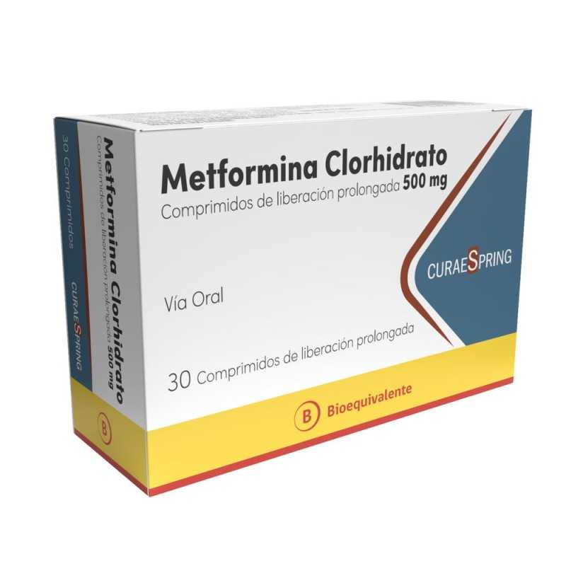 Metformina Clorhidrato 500 mg x 30 Comprimidos LP - Curae Spring