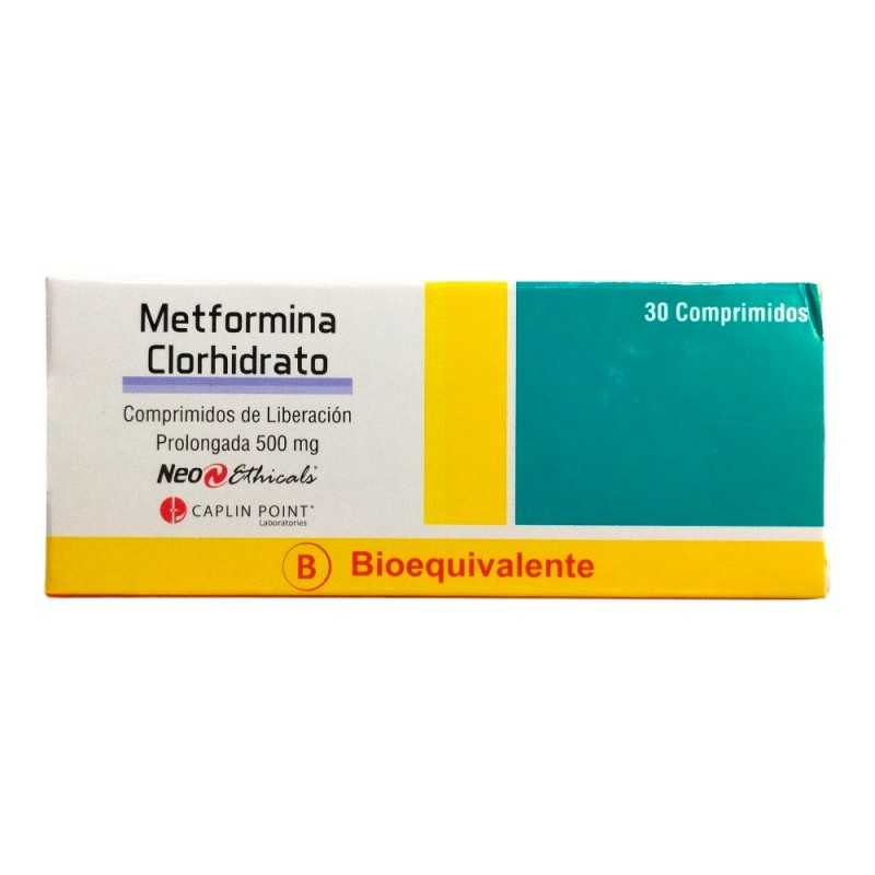 Metformina Clorhidrato 500 mg x 30 Comprimidos LP - Caplin Point