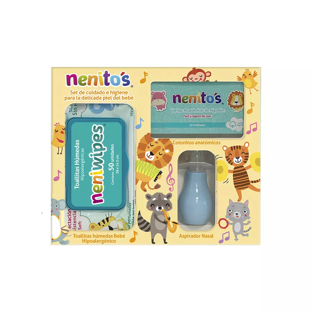 Pack Nenitos Toallitas Húmedas, Cotonitos y Aspirador Nasal