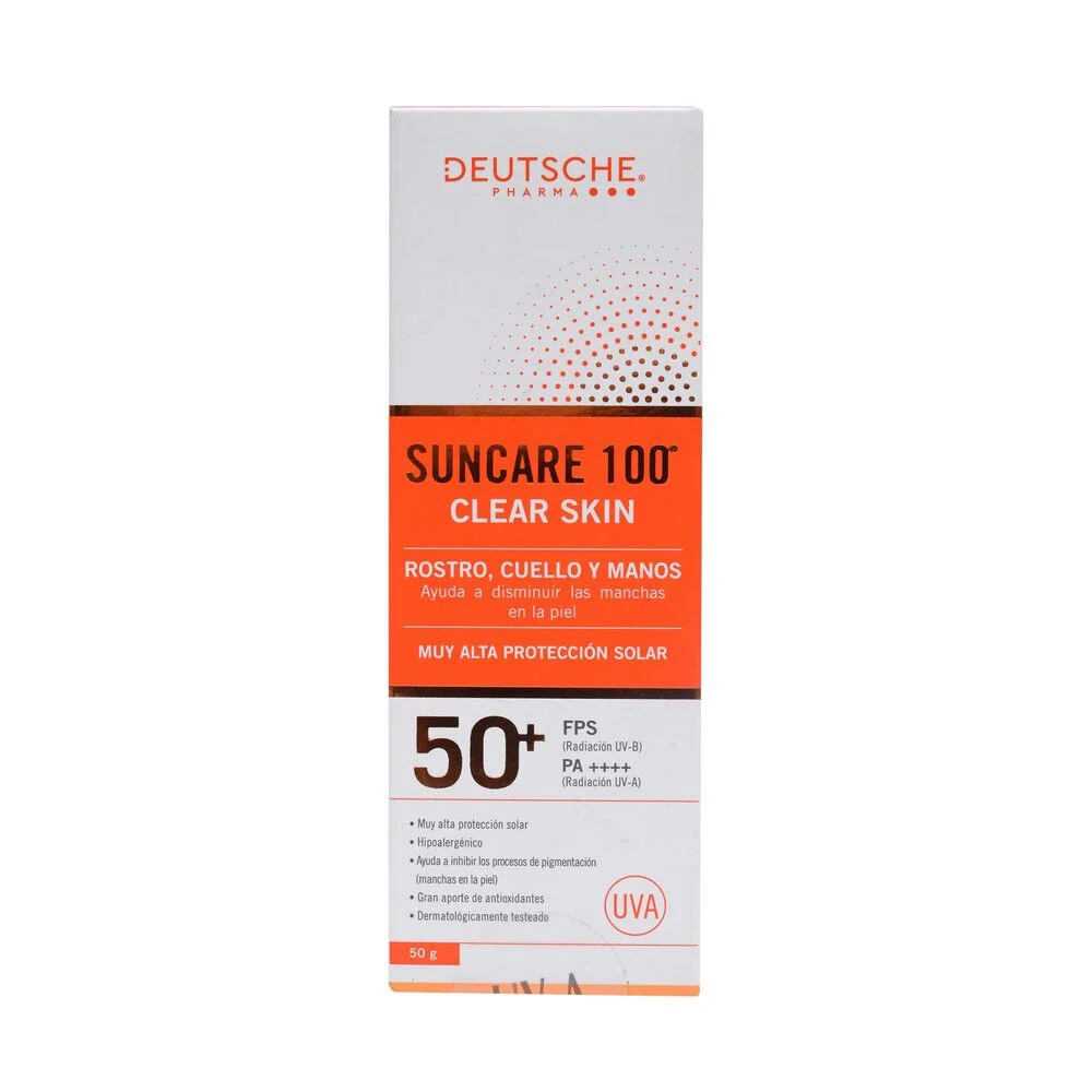 Suncare 100 Clear Skin FPS 50+ Protector Solar 50 g