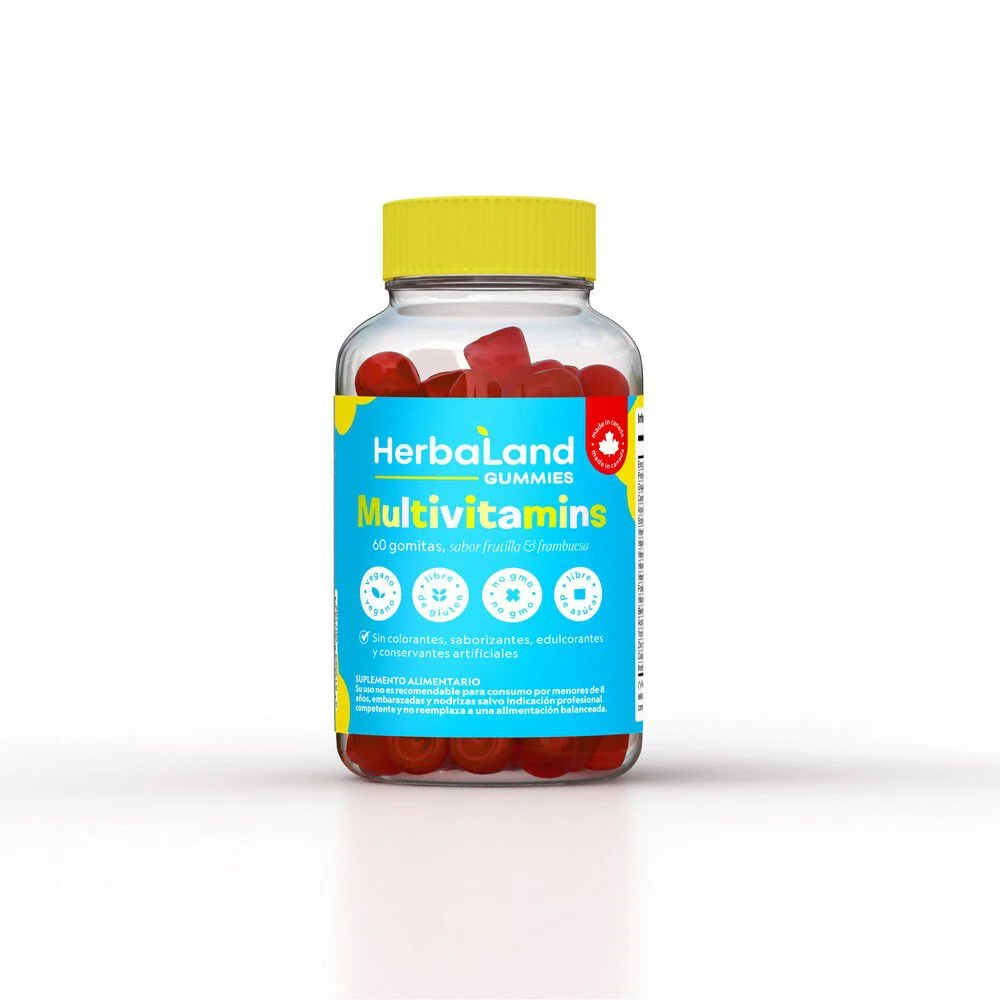 HerbaLand Gummies Multivitamins 60 Gomitas - Frutilla & Frambuesa