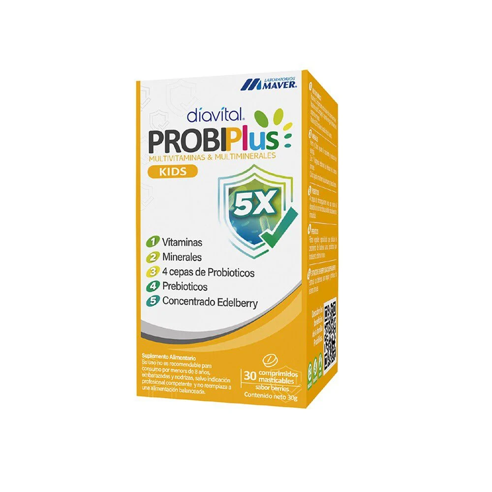 Maver ProbiPlus Kids 30 Comprimidos - Multivitamínico y Probióticos