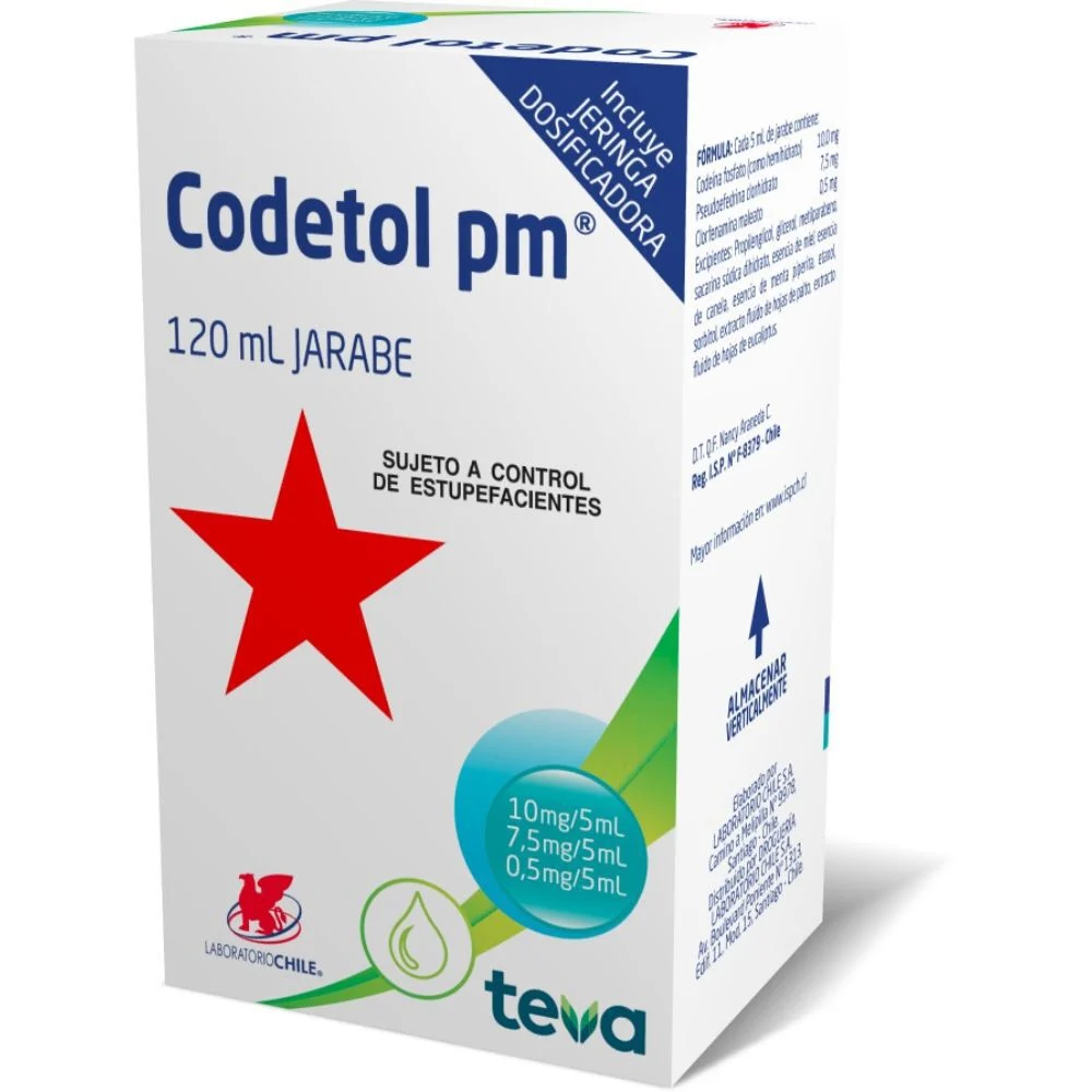Codetol PM 10 mg/5 mL Jarabe 120 mL - Codeína + Pseudoefedrina