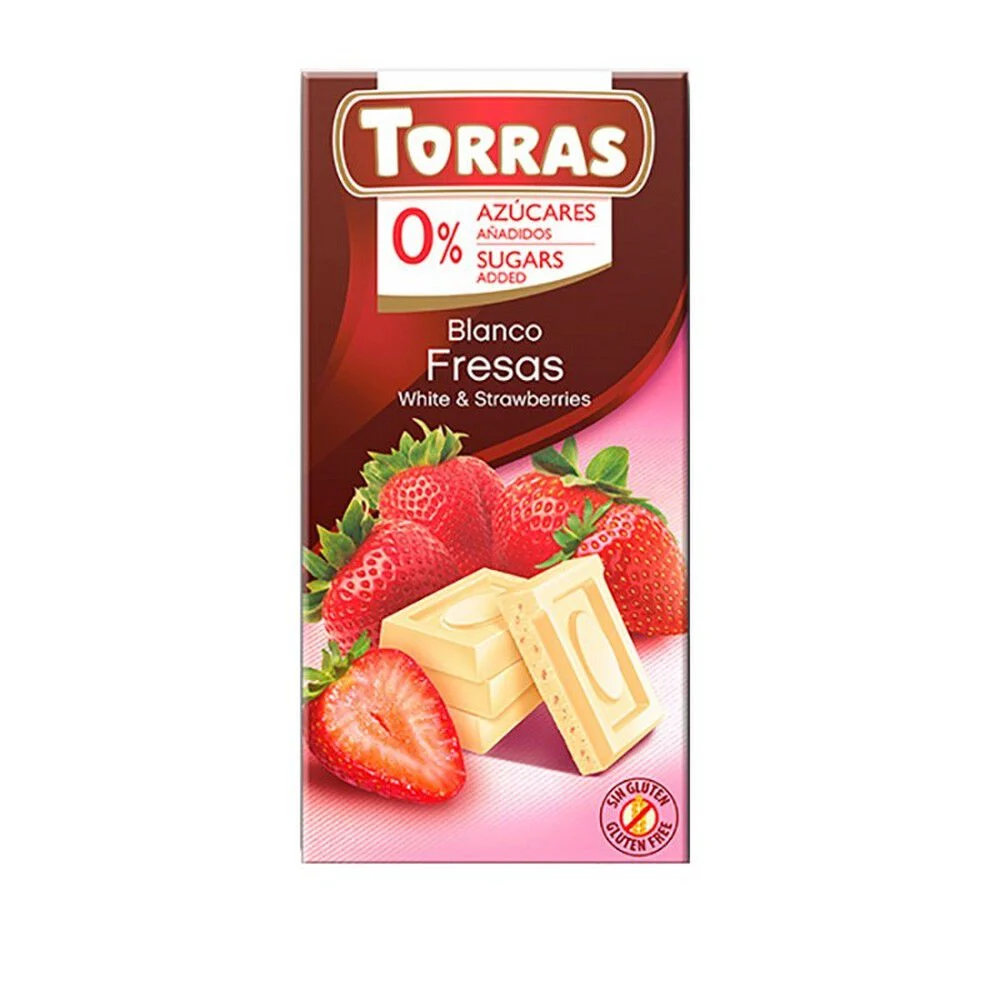 Torras Blanco Fresas White & Strawberries 75 g - Chocolate Sin Azúcar