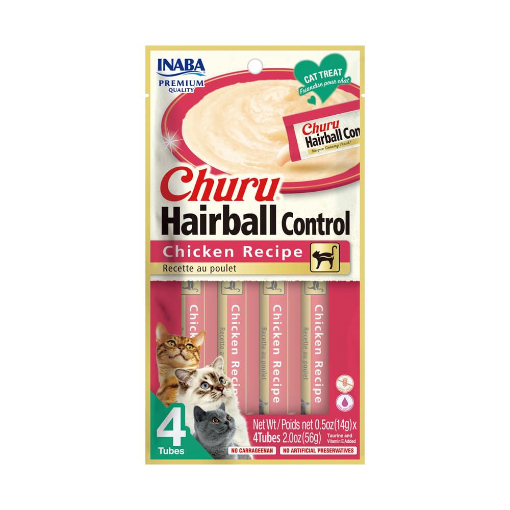Churu Hairball Control Pollo 56 g (4 Tubos) - Snack para Gatos