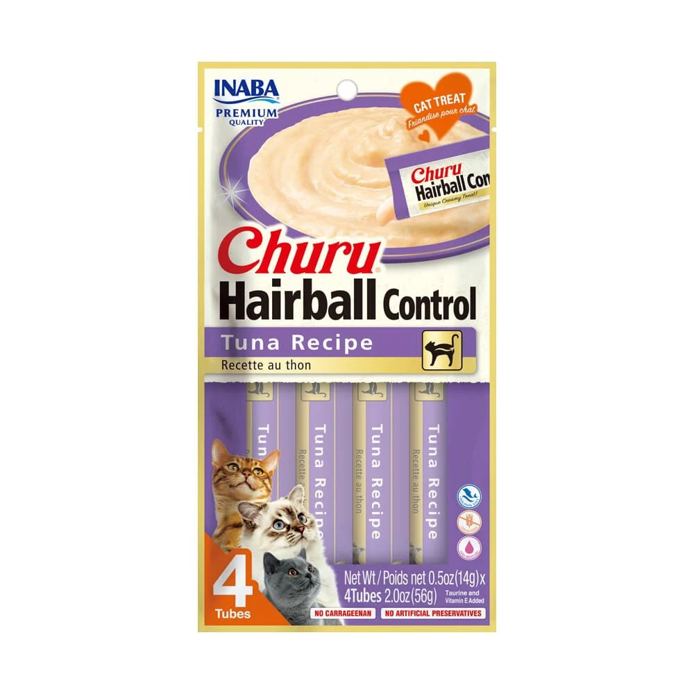 Churu Hairball Control Receta de Atún 56 g (4 Tubos) para Gatos