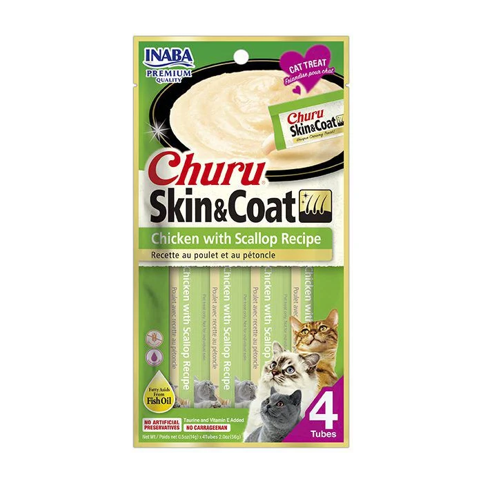 Churu Skin & Coat Pollo con Ostión 4 Tubos (56g)