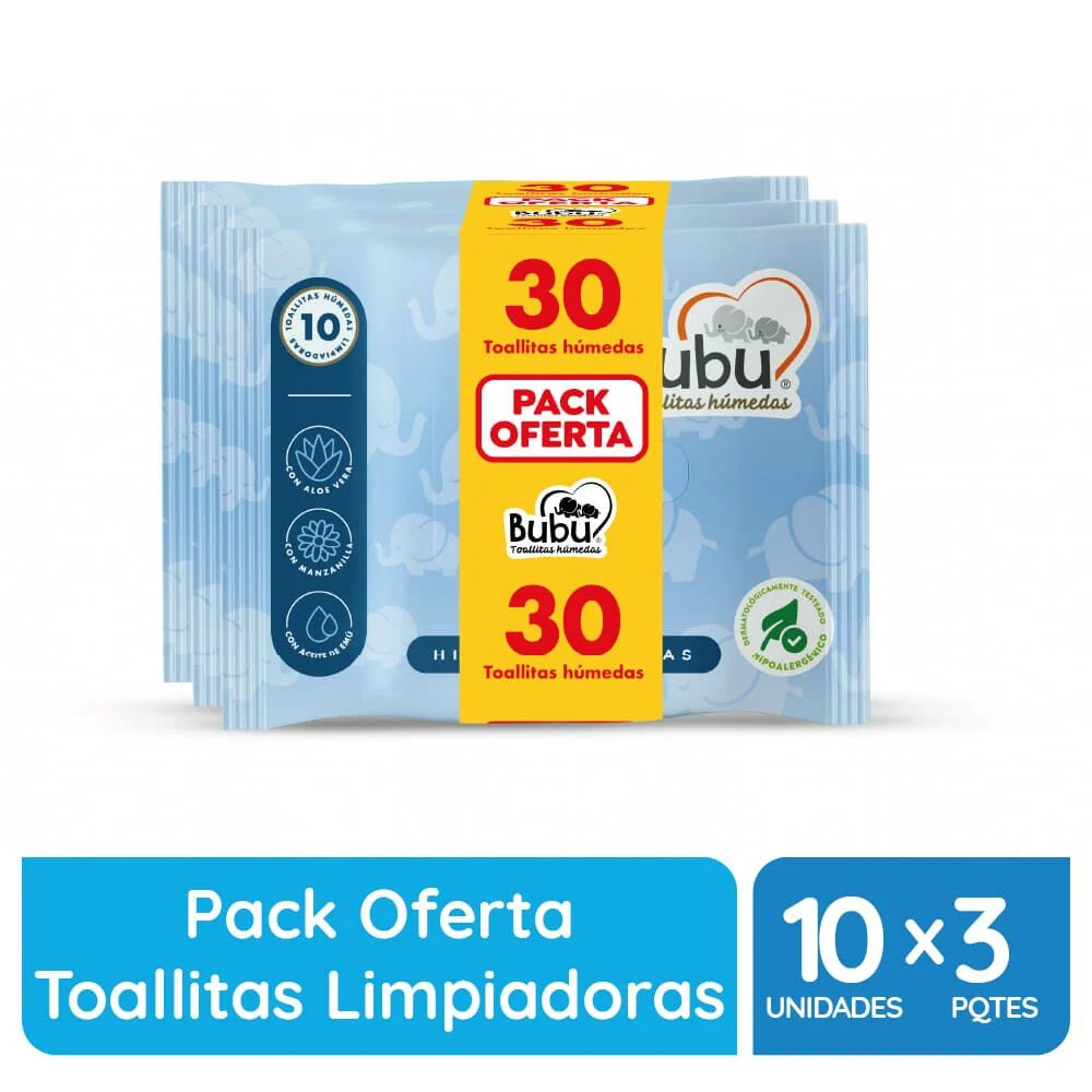 Bubú Toallitas Húmedas Premium 30 unidades